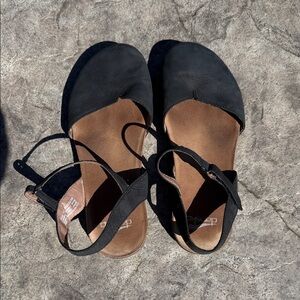 Dansko Women's Black Velcro Ankle-Strap Flat Sandals 40